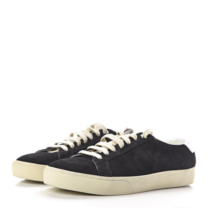 Saint Laurent Distressed Suede Womens Court Classic Sneakers 38.5 Black 3 of 10