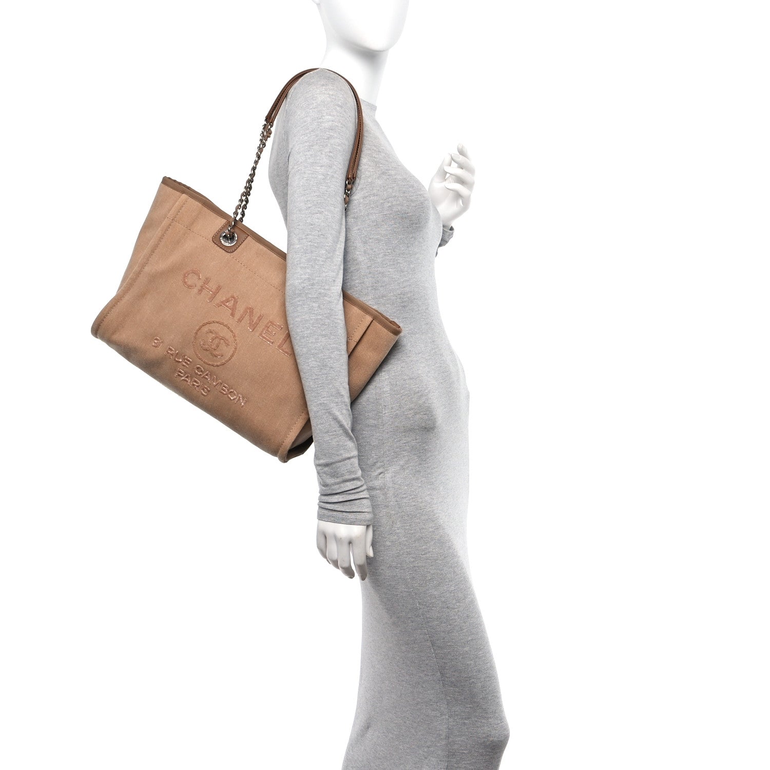Chanel Canvas Sequin Small Deauville Tote Ecru 2 of 10