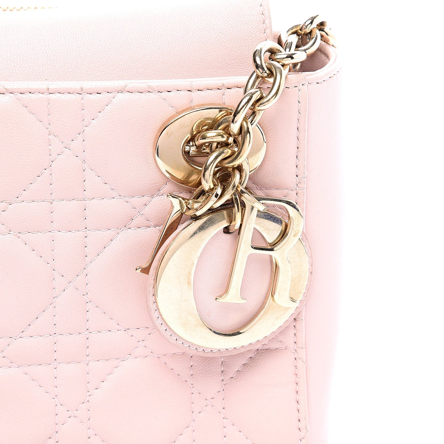 Lambskin Cannage Lady Dior Double Chain Bag Pink