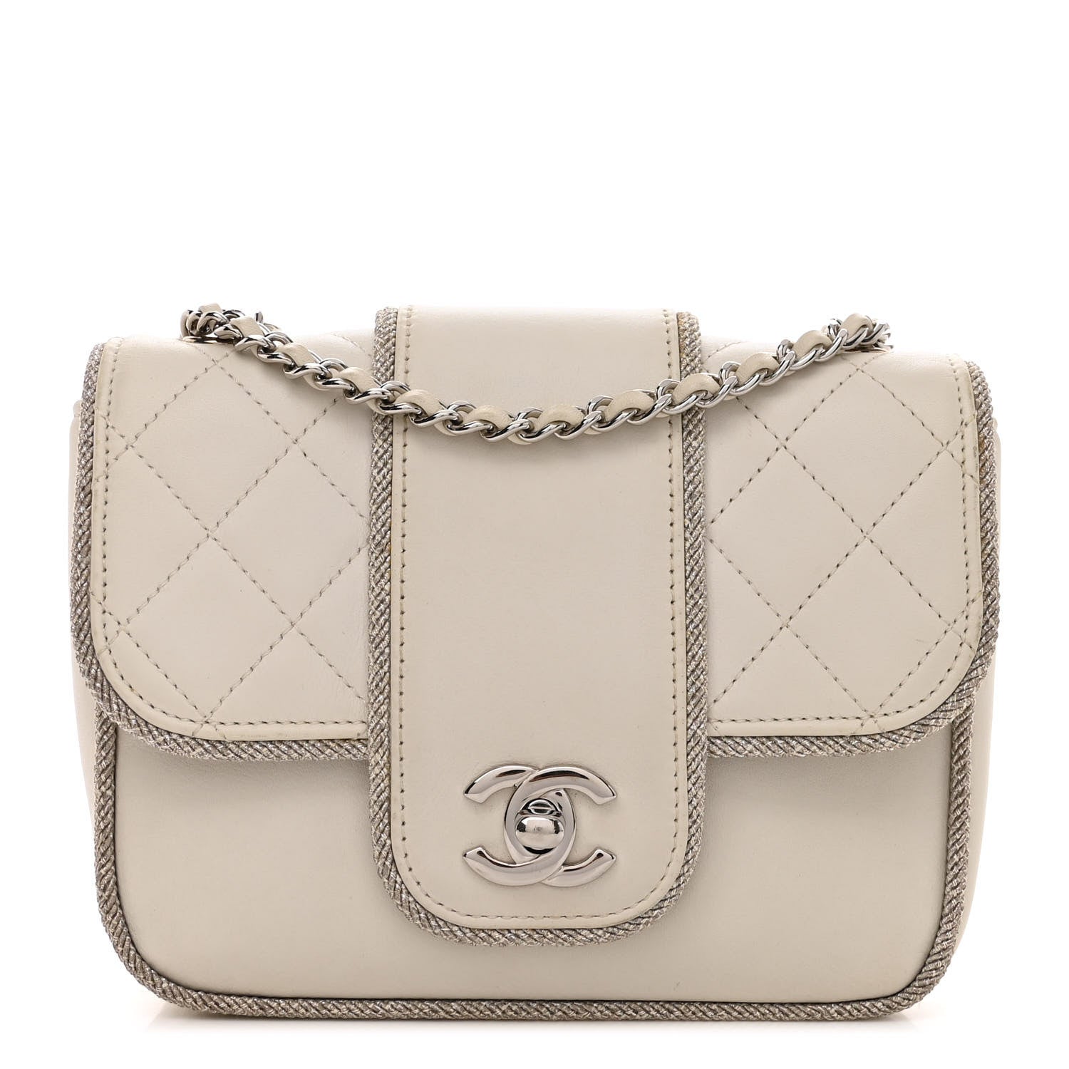 Chanel Lambskin Lurex Quilted Elementary Chic Mini Flap White 1 of 11