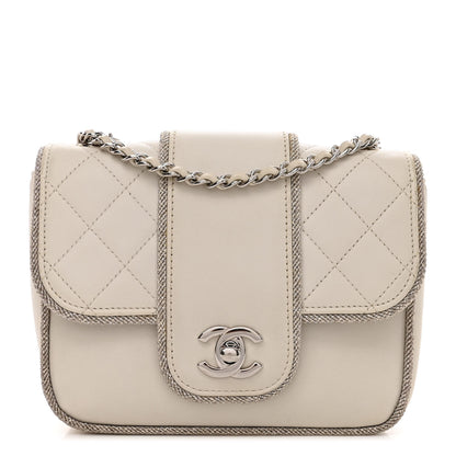 Chanel Lambskin Lurex Quilted Elementary Chic Mini Flap White 1 of 11