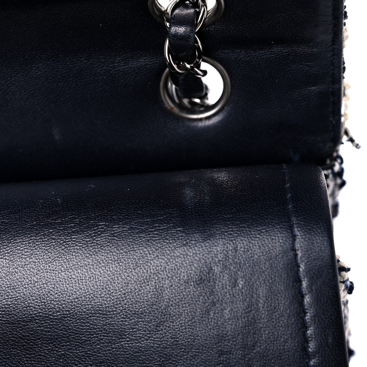Tweed Quilted Flap Navy White