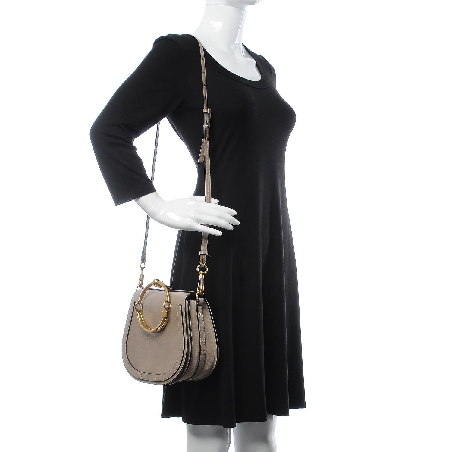 Chloe Calfskin Suede Medium Nile Bracelet Bag Motty Grey 2 of 8