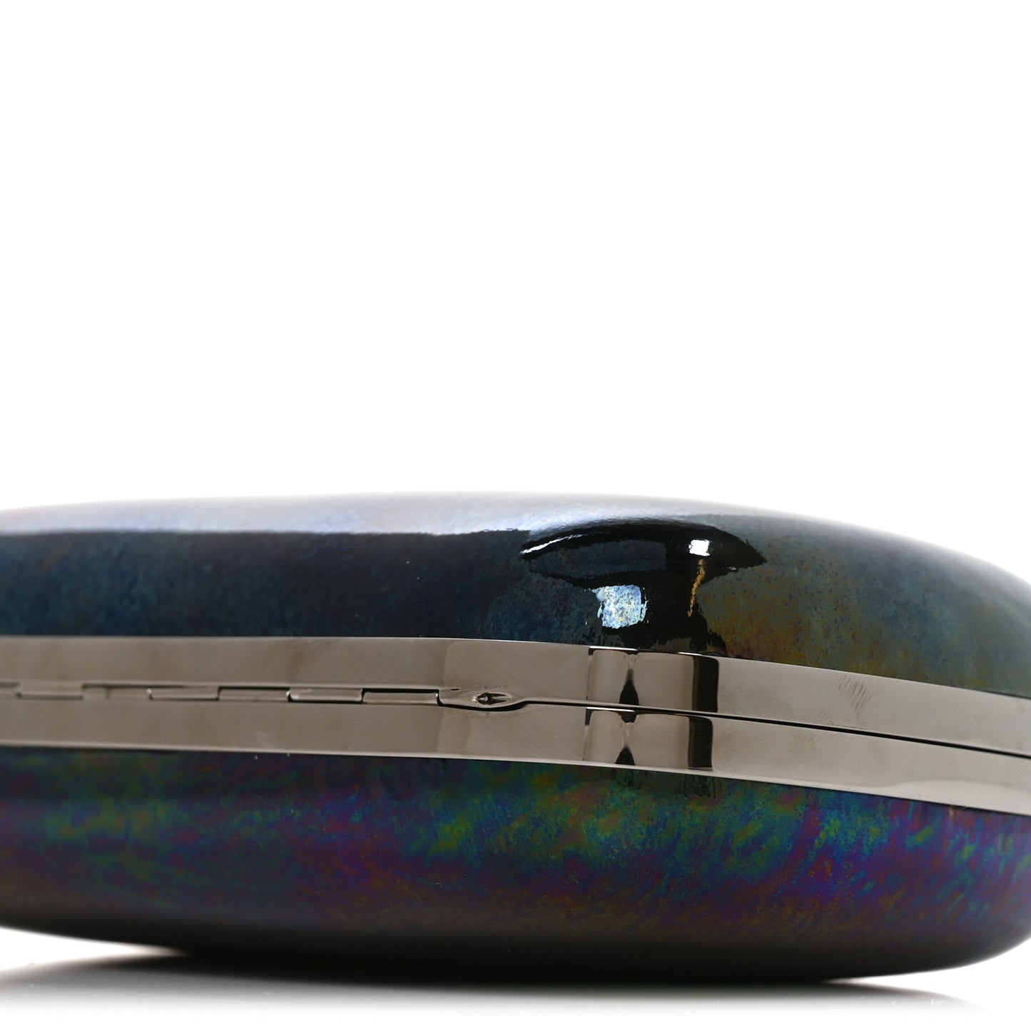 Patent Skull Knuckle Oil Slick Duster Box Clutch Multicolor