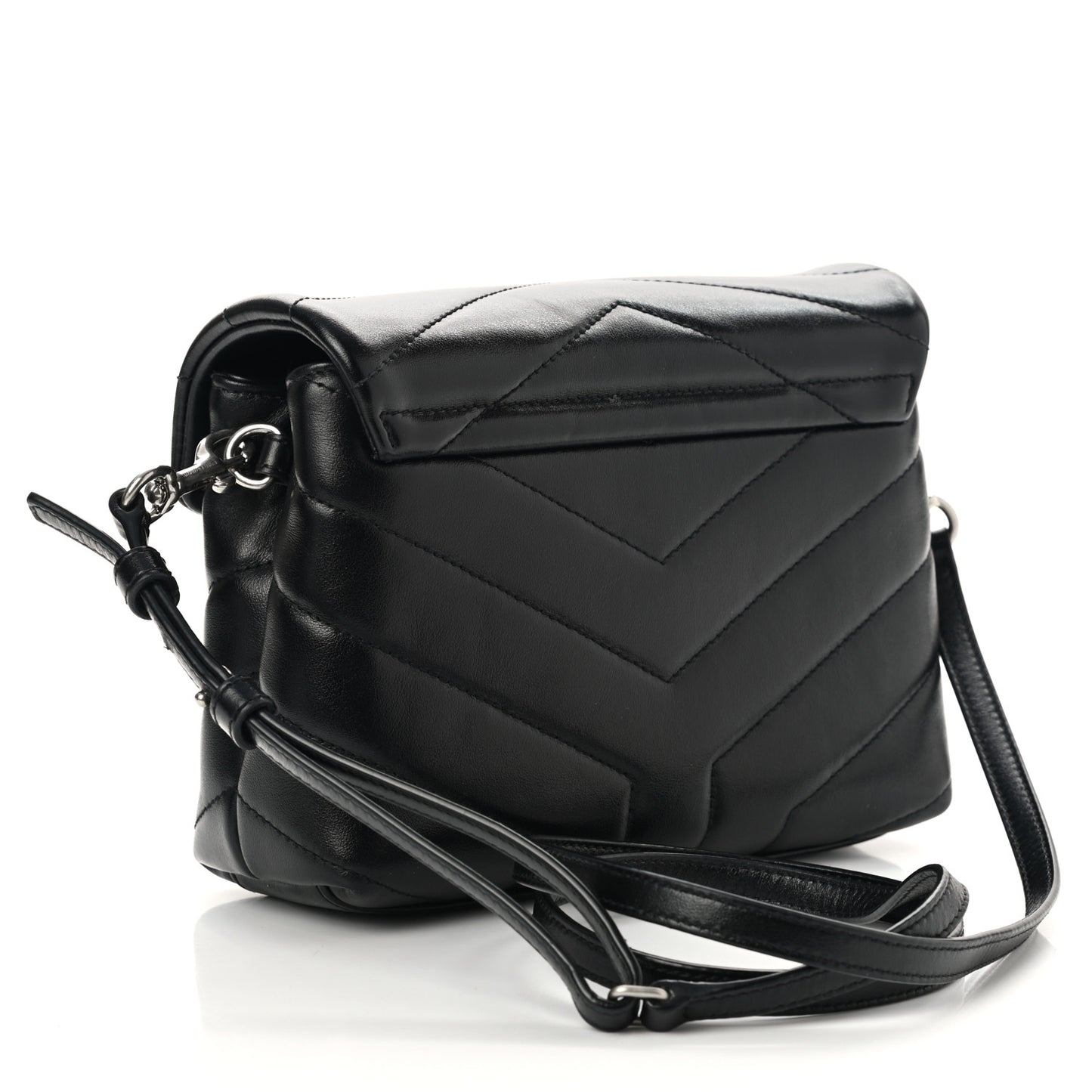 Calfskin Y Quilted Monogram Toy Loulou Crossbody Bag Black