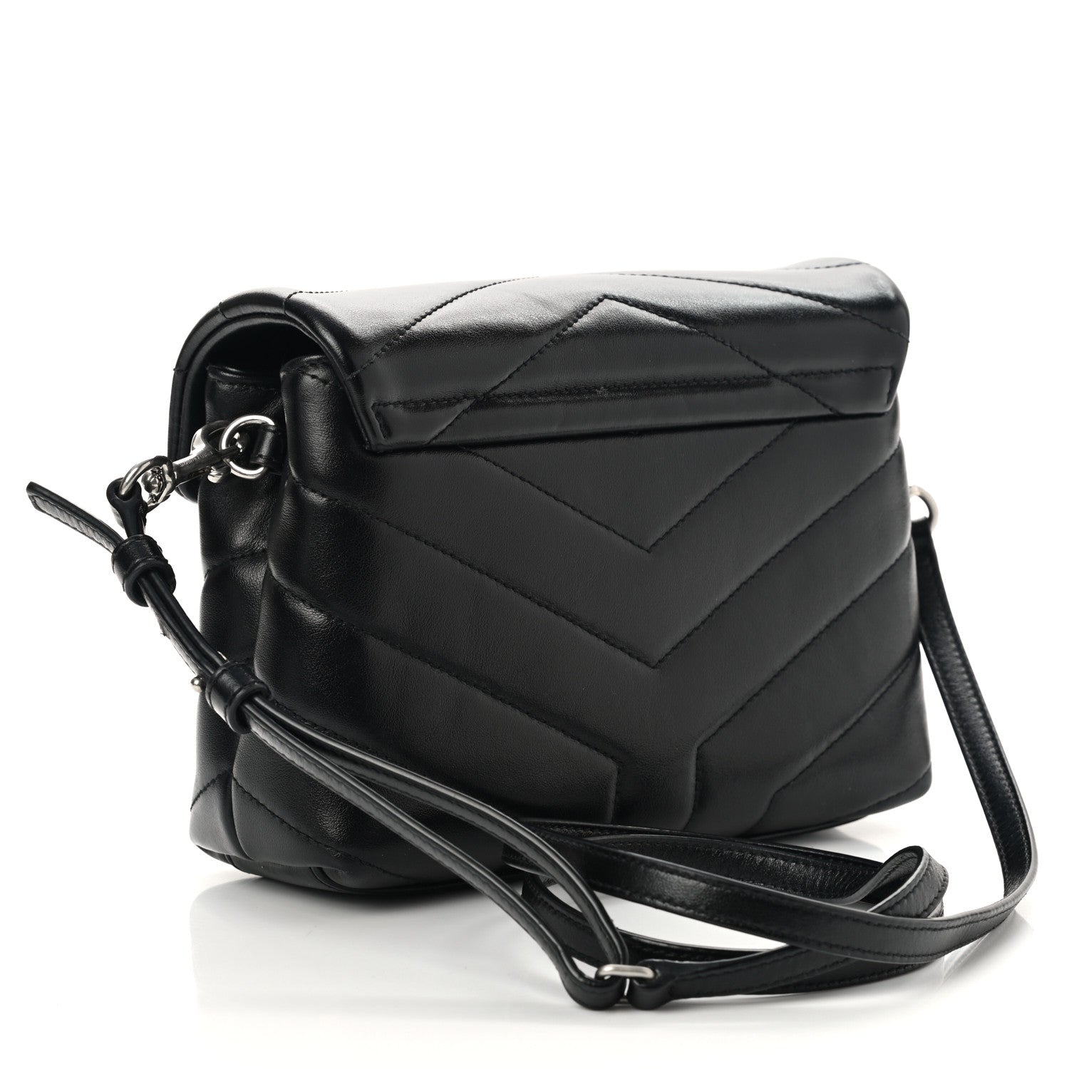 Saint Laurent Calfskin Y Quilted Monogram Toy Loulou Crossbody Bag Black 3 of 12