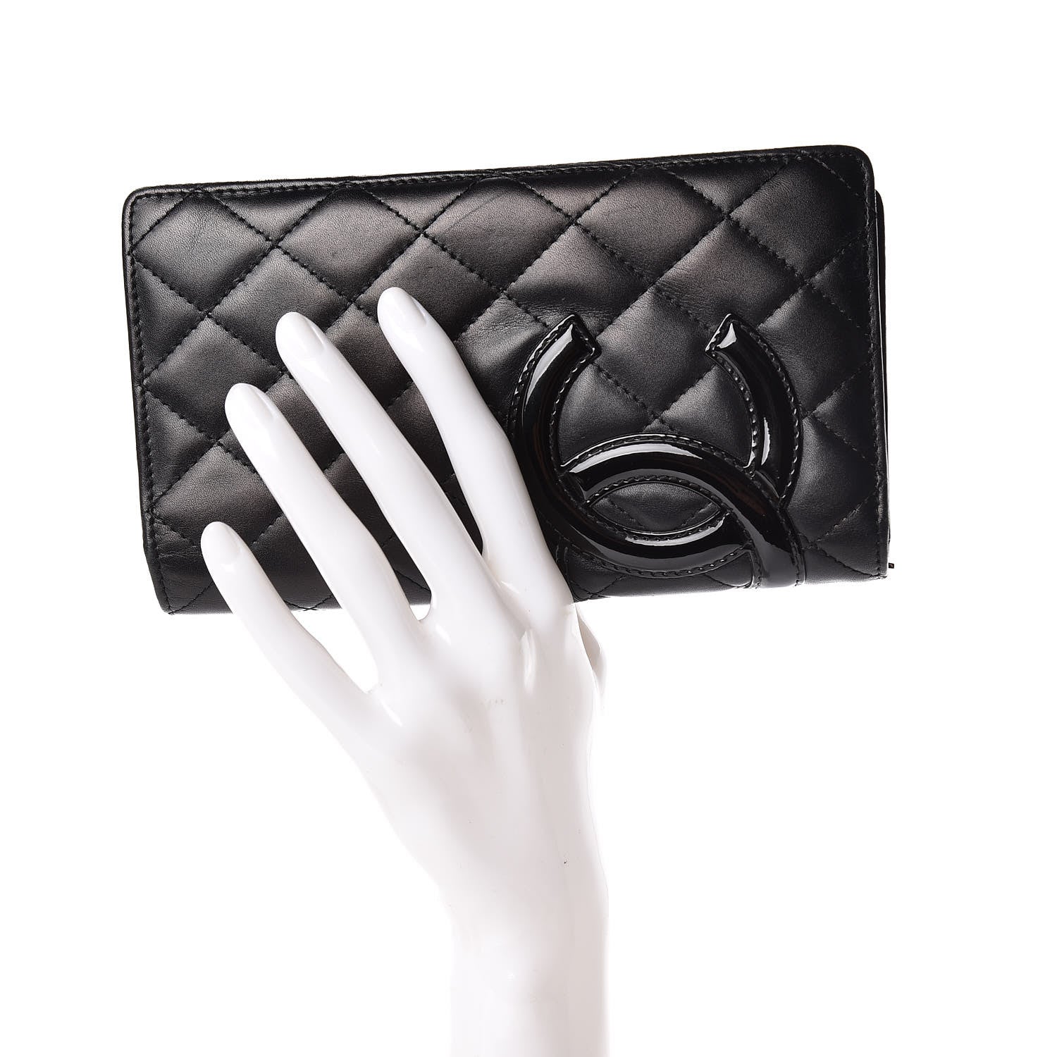 Chanel Calfskin Quilted Cambon Yen Wallet Black 2 of 8