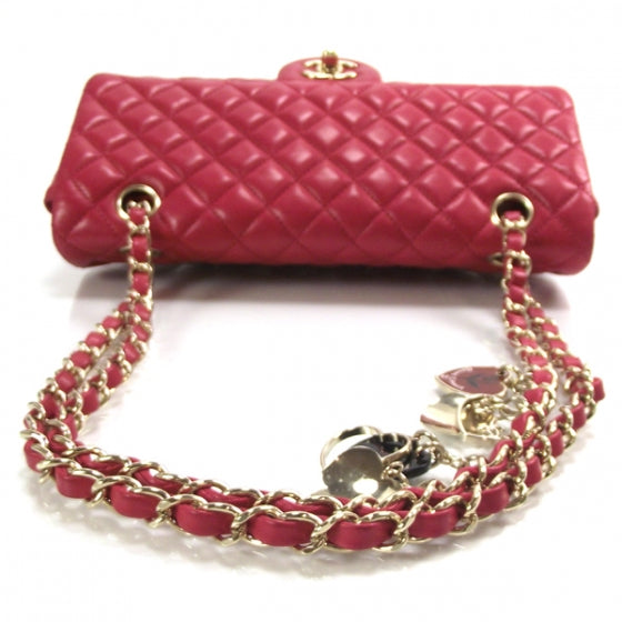 Chanel Lambskin Valentine Charms Medium Flap Raspberry Red 10P 6 of 12