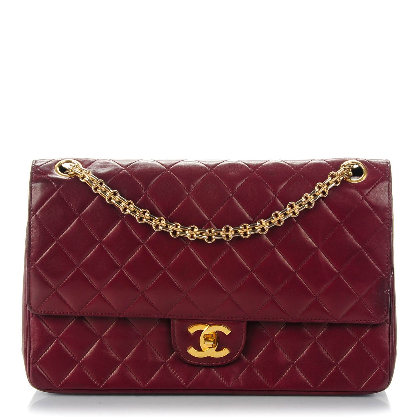 Lambskin Quilted Medium Double Flap Bijoux Chain Bordeaux