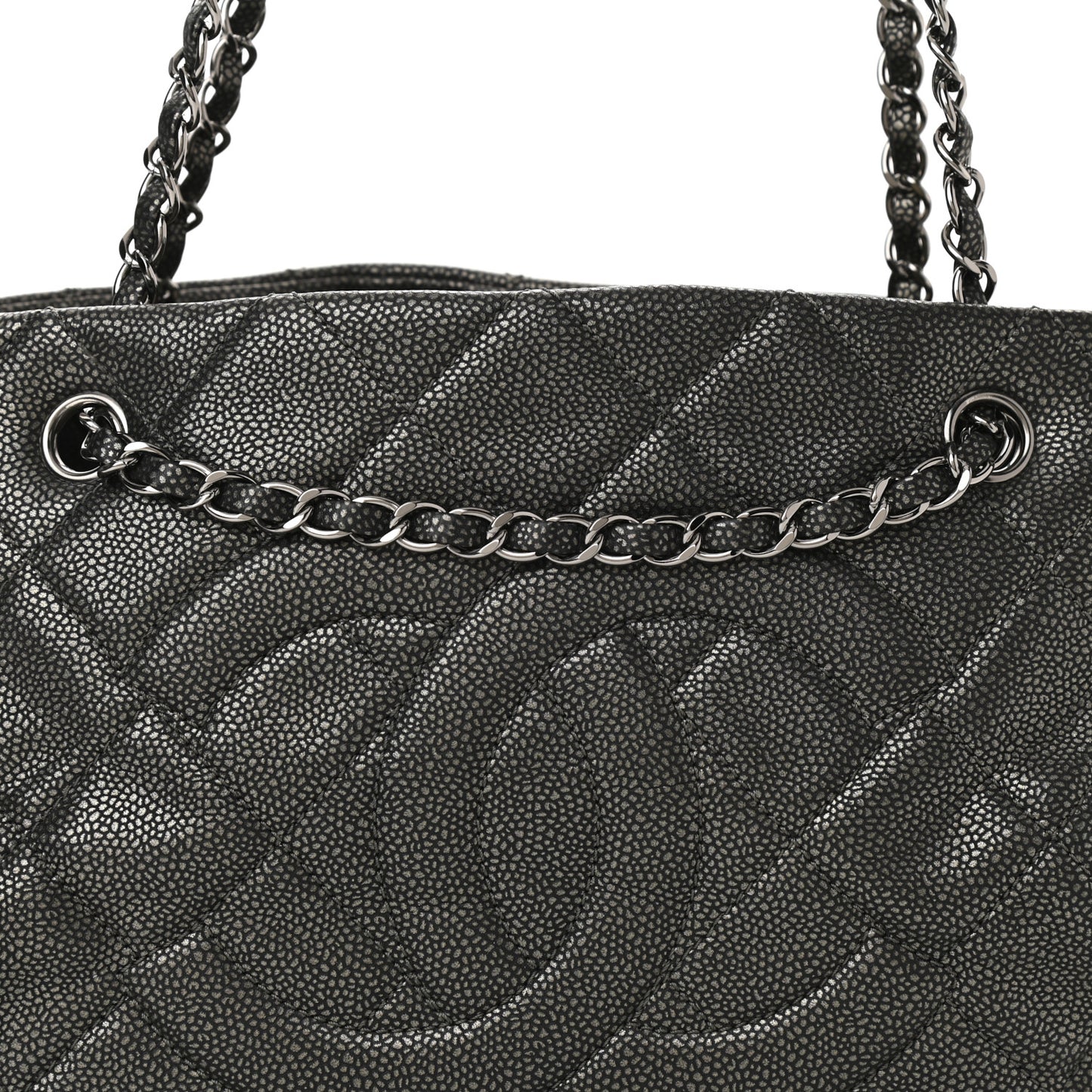 Caviar Quilted Timeless CC Shopping Tote Dark Grey