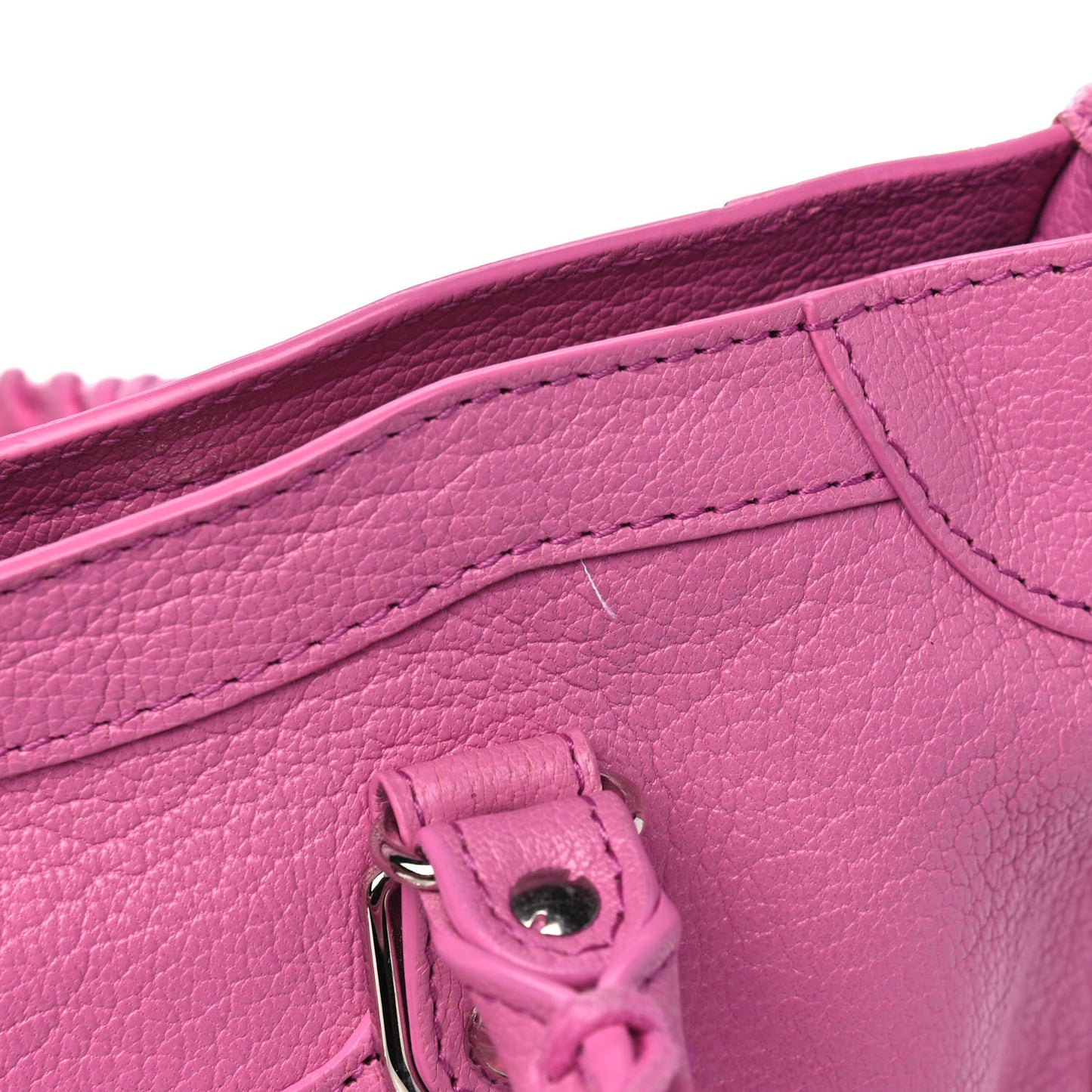 Chevre Silver Metallic Edge Hardware S City Pink