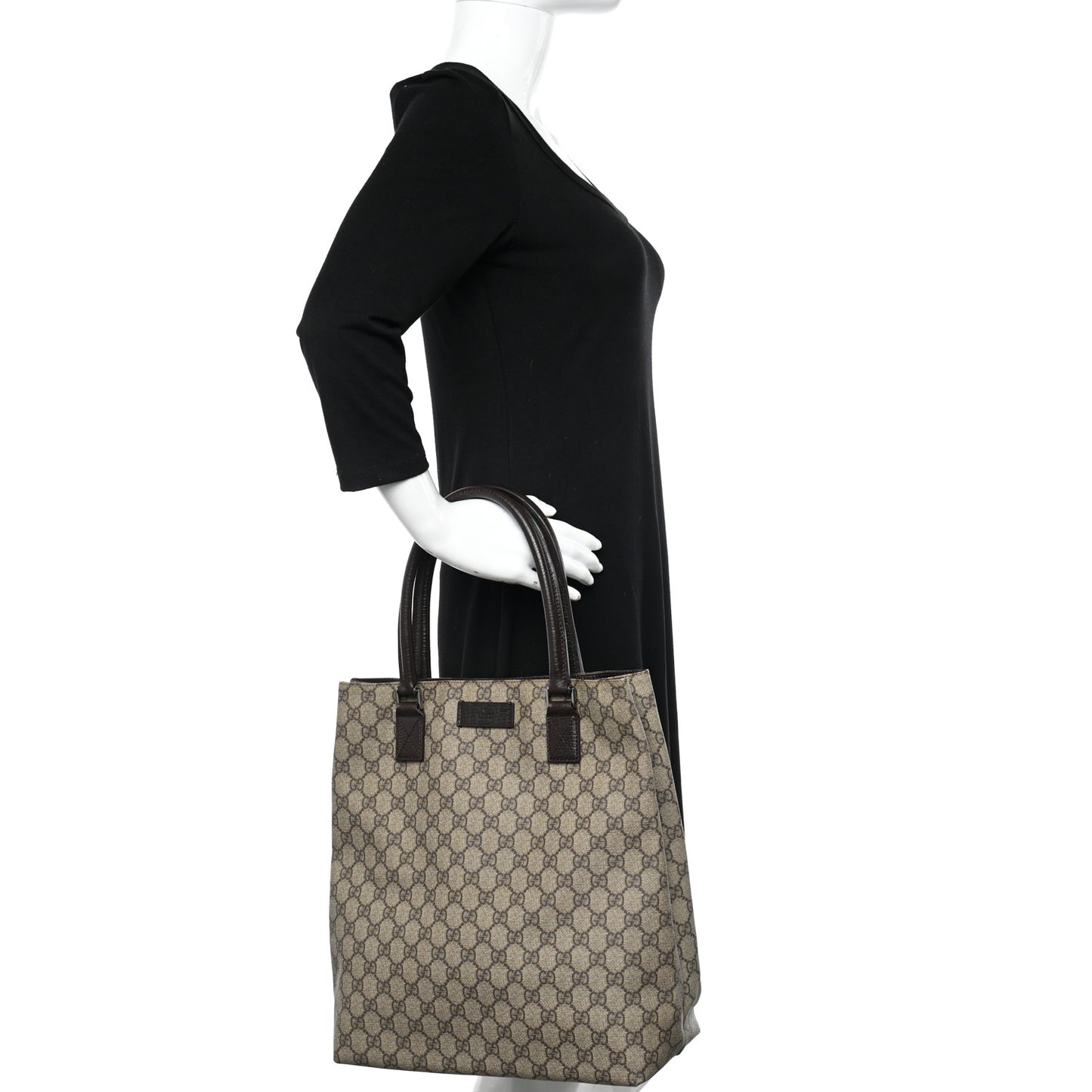 GG Plus Monogram Small Vertical Tote Dark Brown