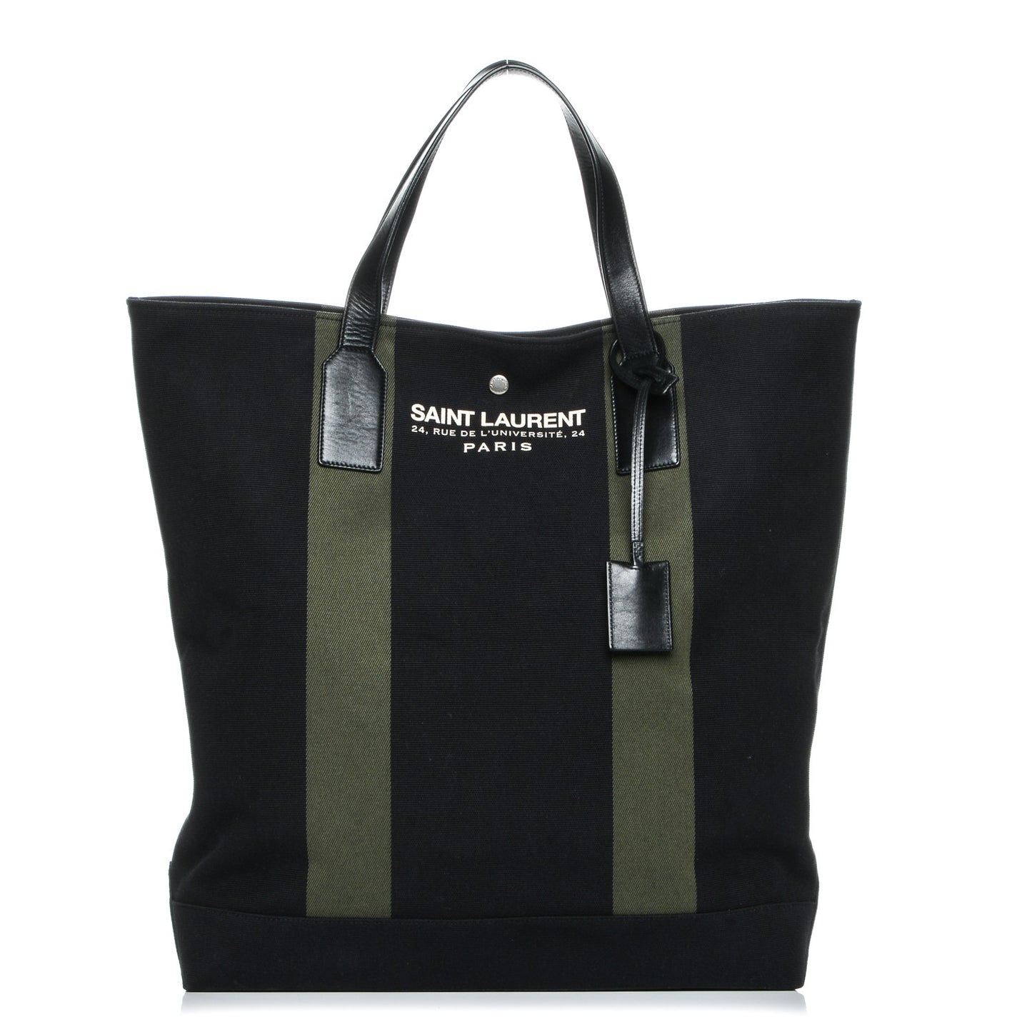 Canvas Beach Shopping Tote Black Khaki
