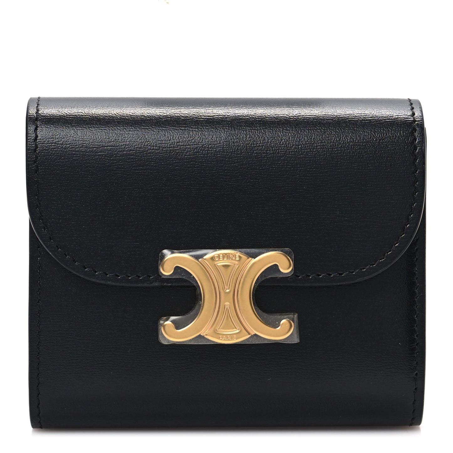 Shiny Smooth Lambskin Small Triomphe Wallet Black