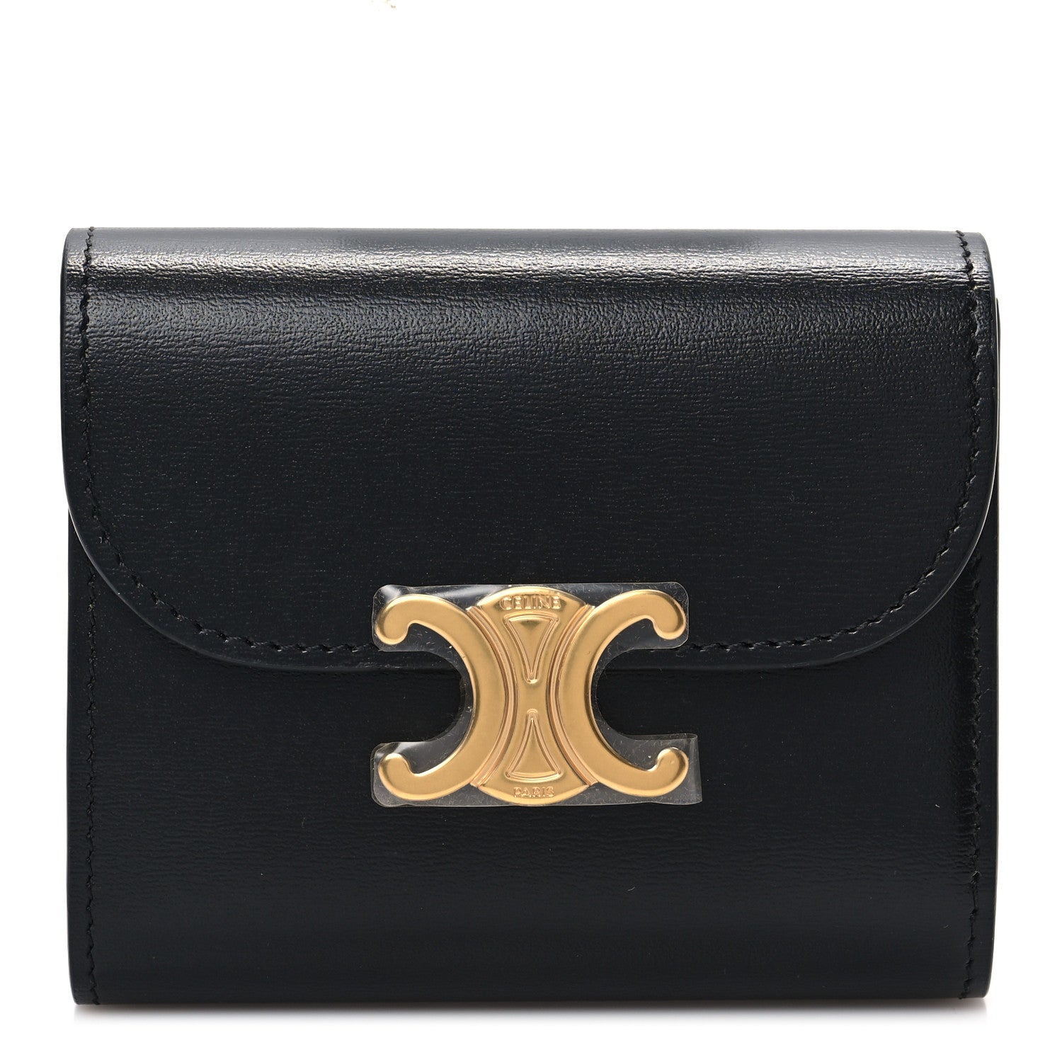 Celine Shiny Smooth Lambskin Small Triomphe Wallet Black 1 of 7