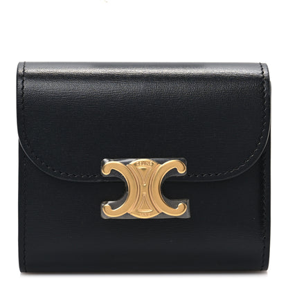 Celine Shiny Smooth Lambskin Small Triomphe Wallet Black 1 of 7