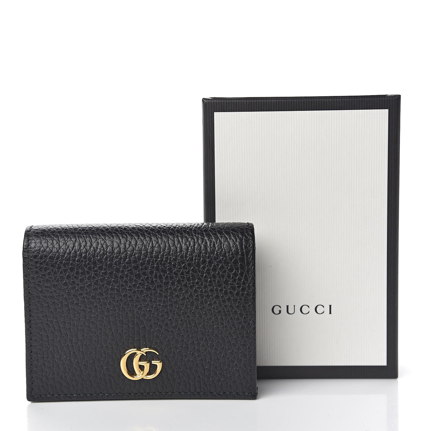 Pebbled Calfskin GG Marmont Card Case Black