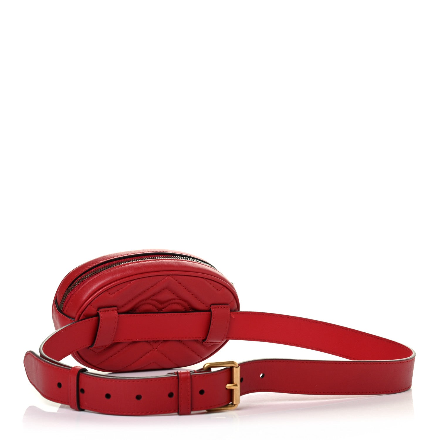 Gucci Calfskin Matelasse GG Marmont Belt Bag 95 38 Hibiscus Red 2 of 4