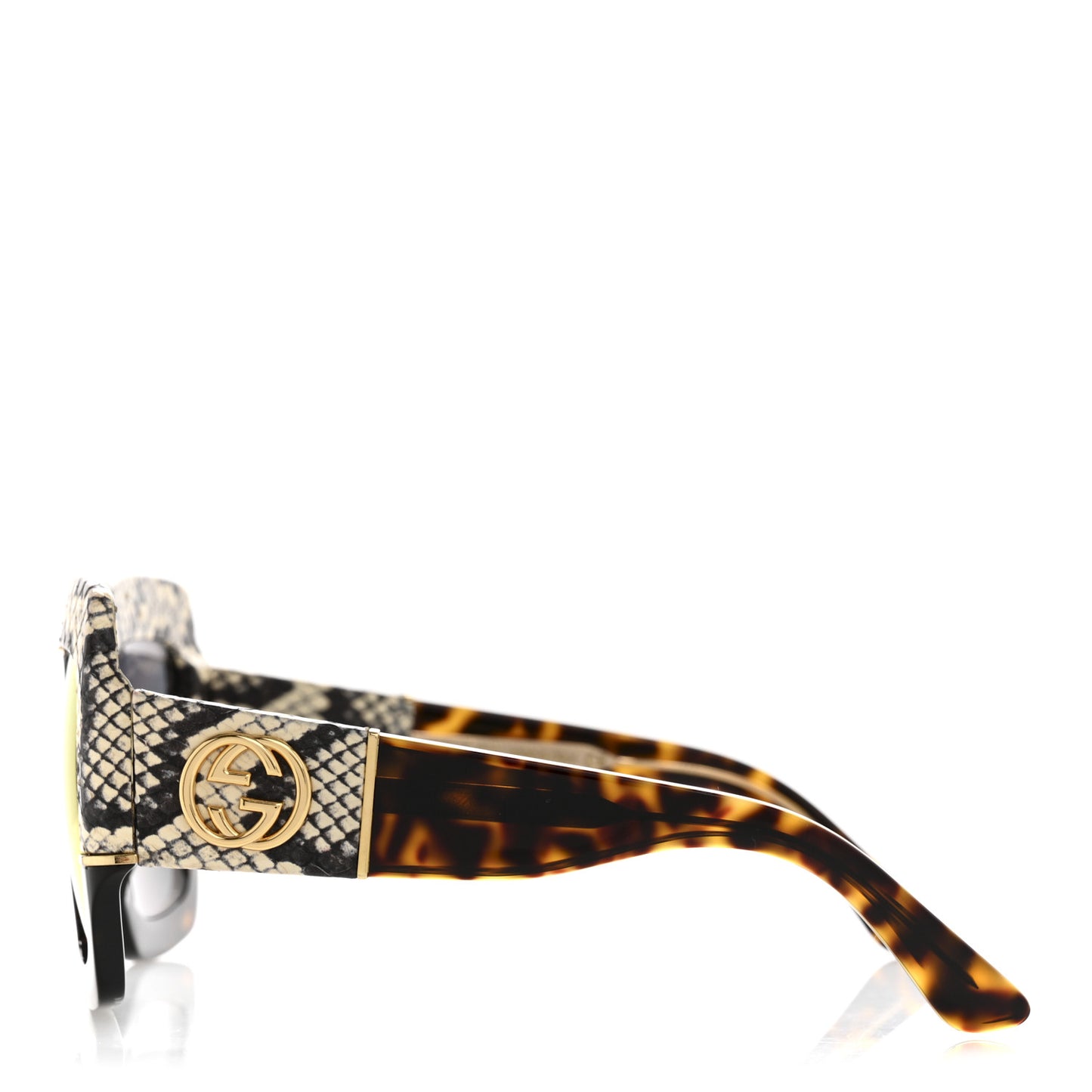 Snakeskin Acetate Square Sunglasses GG0484S Havana