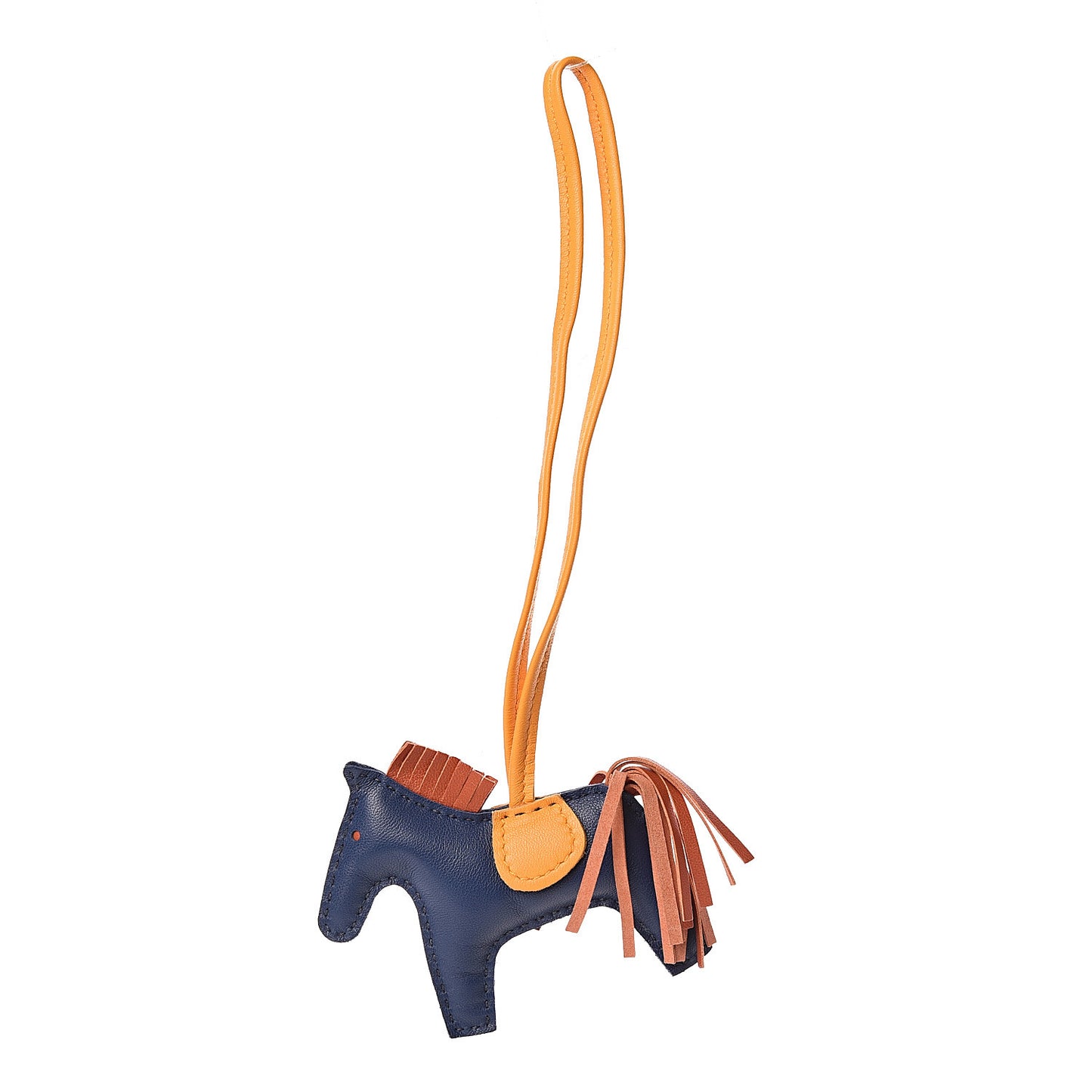 Milo Lambskin Grigri Rodeo Horse Bag Charm PM Bleu de Malte Cornaline Jaune D'Or