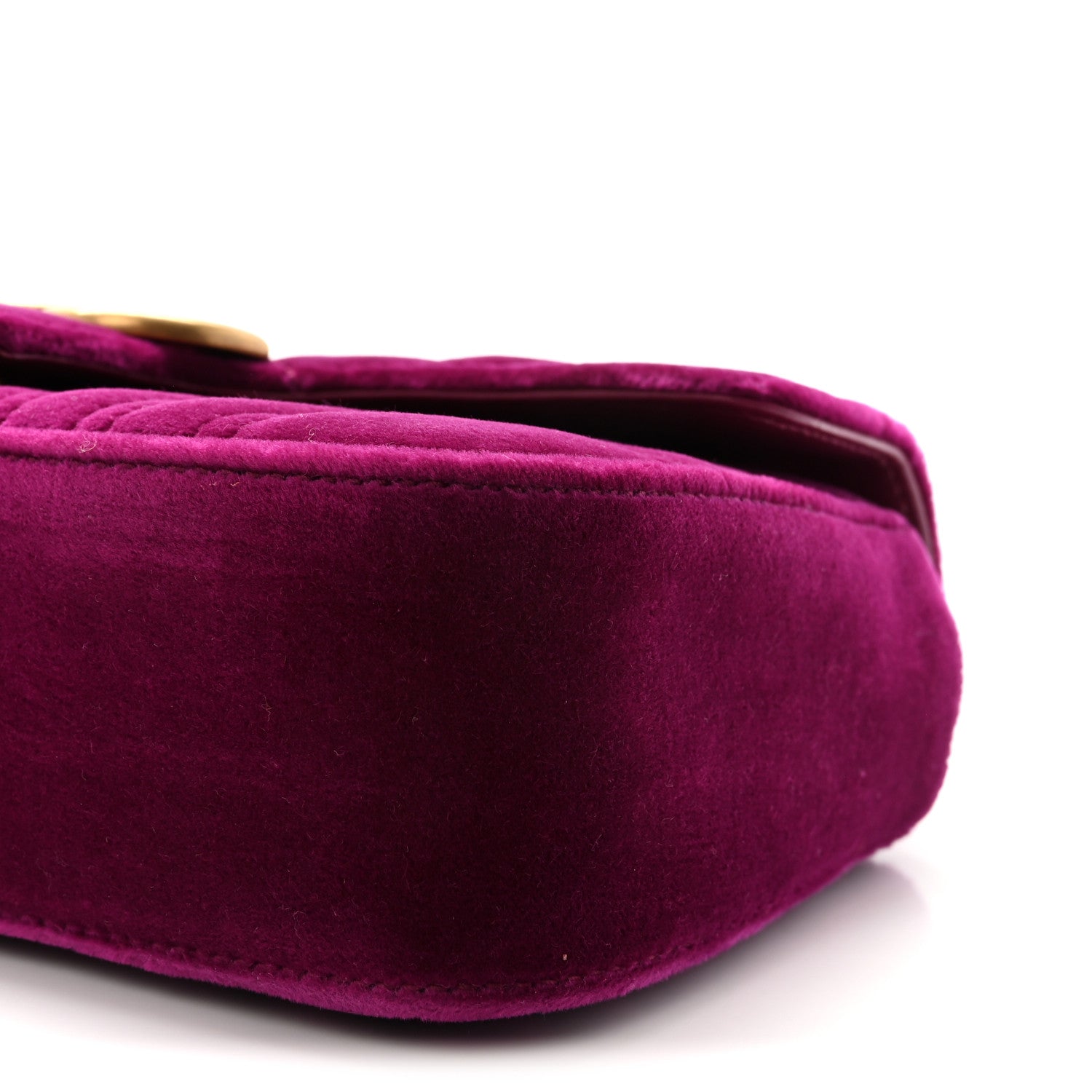 Gucci Velvet Matelasse Mini GG Marmont Shoulder Bag Fuchsia Violet Cyclamen 10 of 10