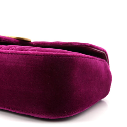 Gucci Velvet Matelasse Mini GG Marmont Shoulder Bag Fuchsia Violet Cyclamen 10 of 10