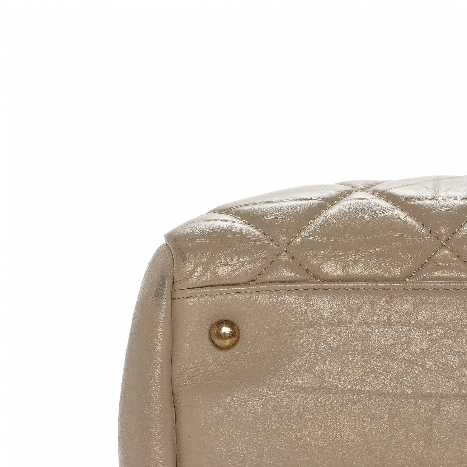 Chanel Aged Calfskin Large Just Mademoiselle Bowling Bag Beige 5 of 9