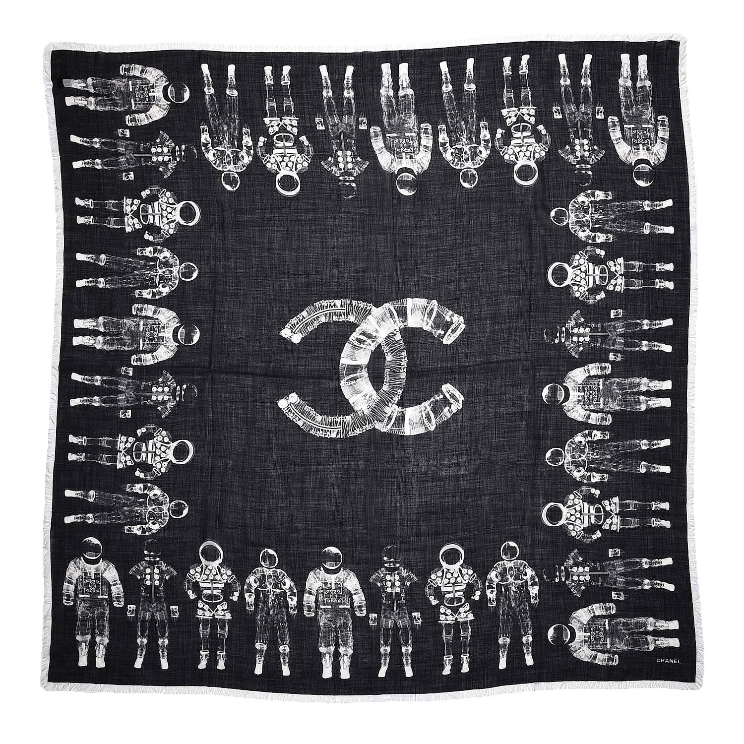 Chanel Cashmere Astronaut CC Scarf Black 3 of 7