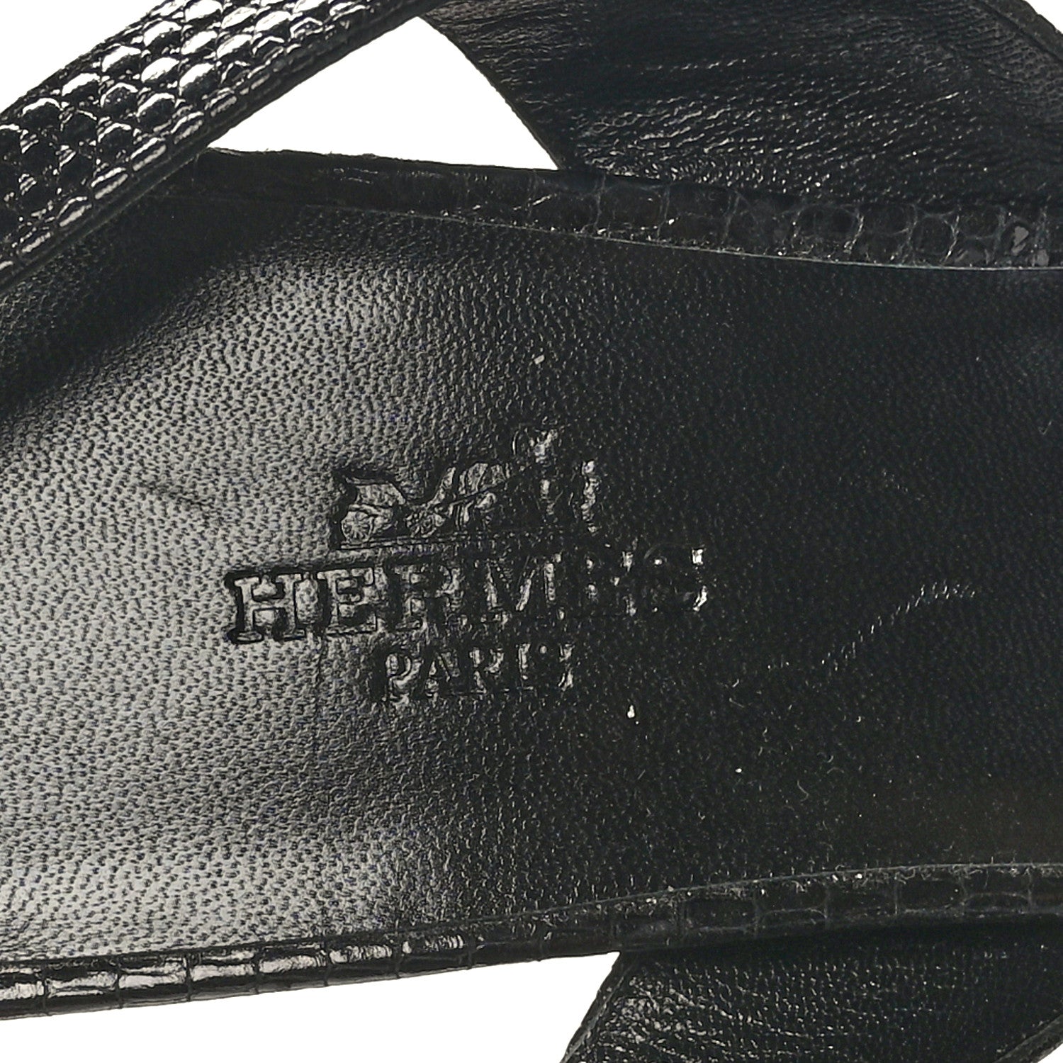 Hermes Lizard Night 70 Sandals 40 Black 6 of 8