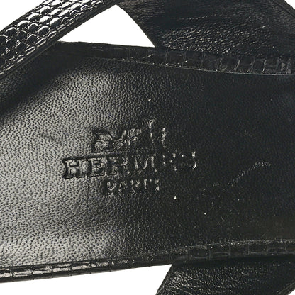 Hermes Lizard Night 70 Sandals 40 Black 6 of 8