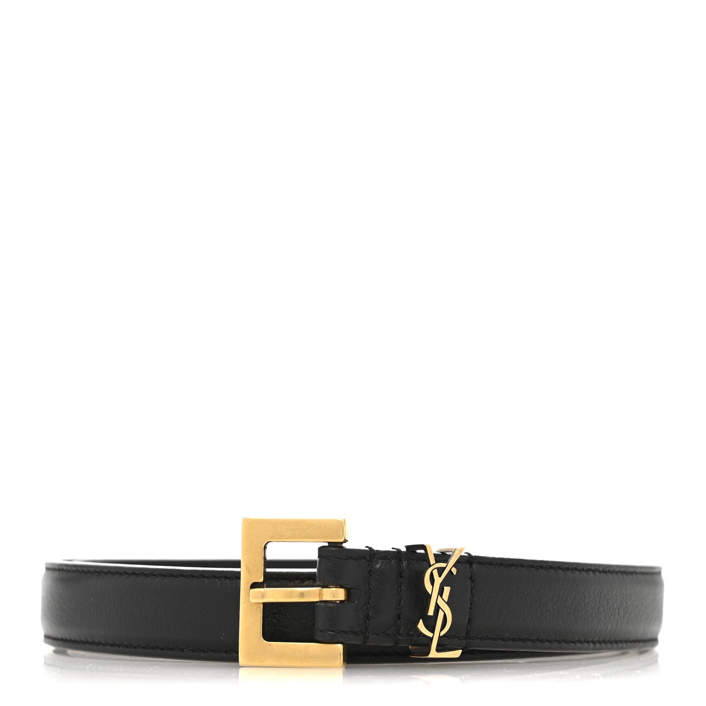 Smooth Calfskin Monogram Square Buckle Belt 95 38 Black