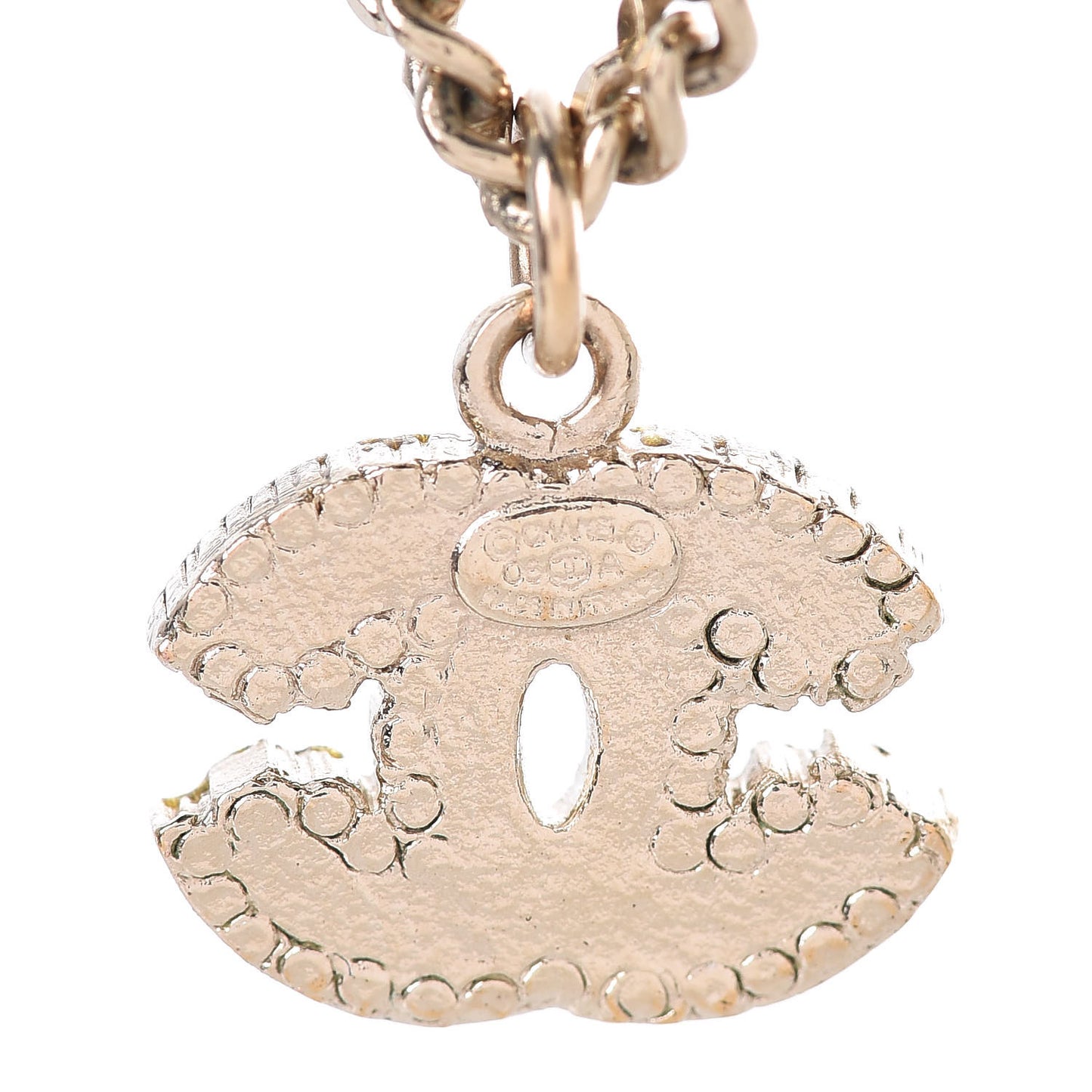 Crystal Enamel Striped CC Necklace Gold Black