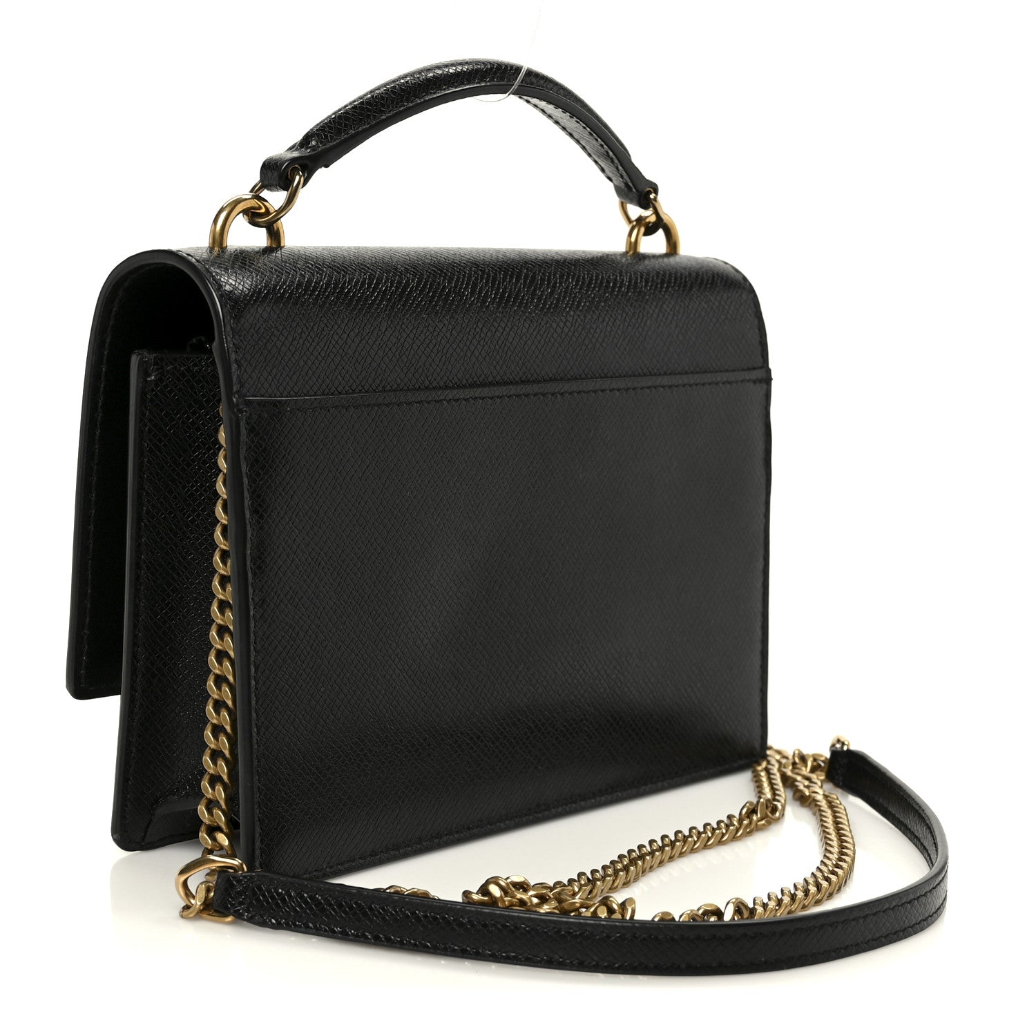 Saint Laurent Coated Bark Calfskin Sunset Chain Wallet  Black 3 of 10