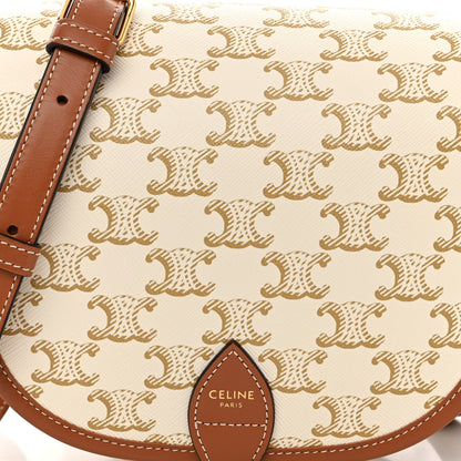 Celine Triomphe Canvas Medium Folco Bag White 7 of 9
