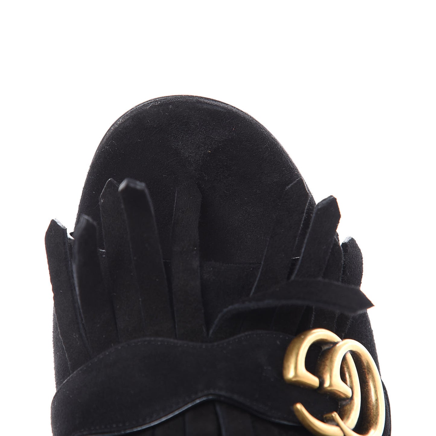 Kid Scamosciato GG Marmont Fringe 75mm Slide Sandals 39 Black