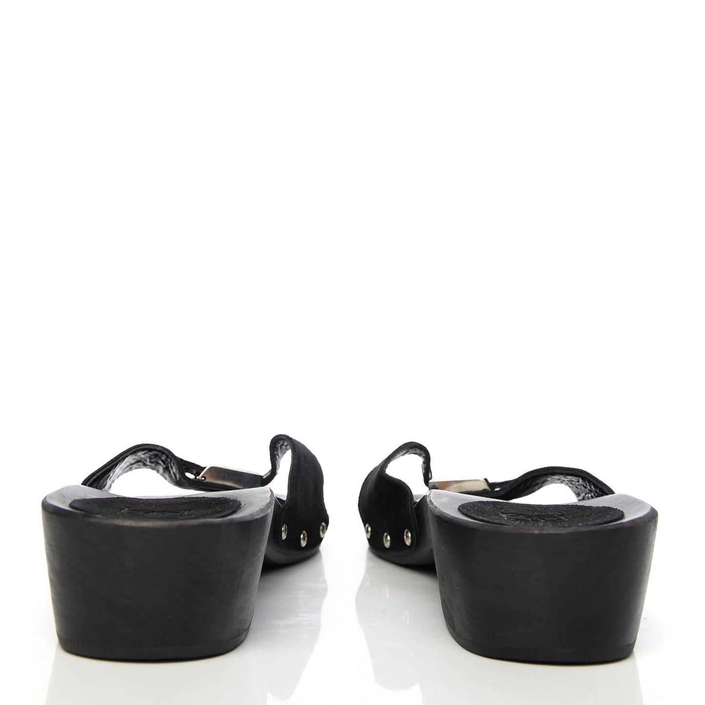 Suede CC Buckle Clogs 37 Black
