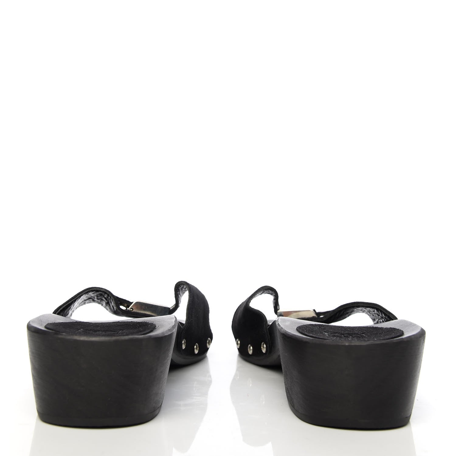 Chanel Suede CC Buckle Clogs 37 Black 6 of 9