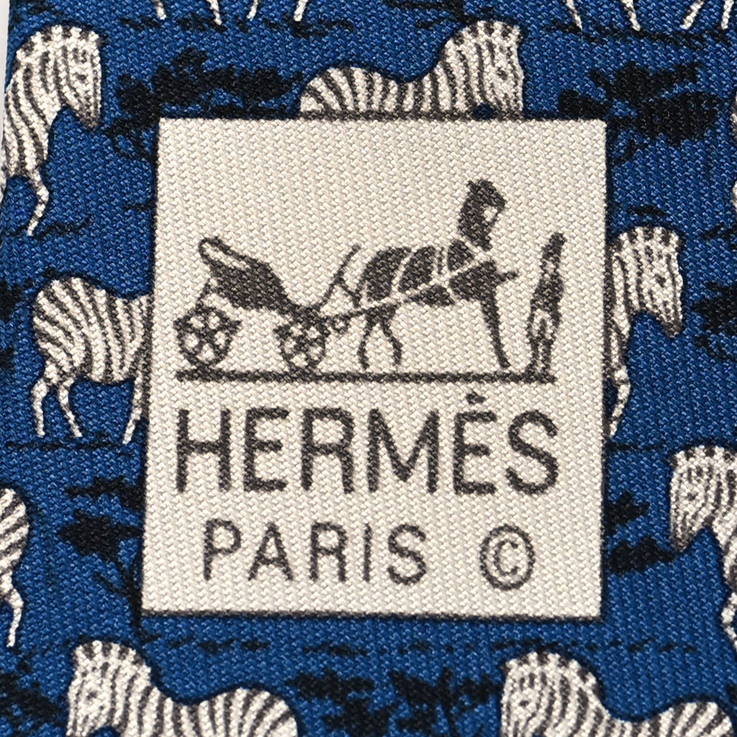 Hermes Printed Silk Mens Neck Tie Bleu 3 of 6