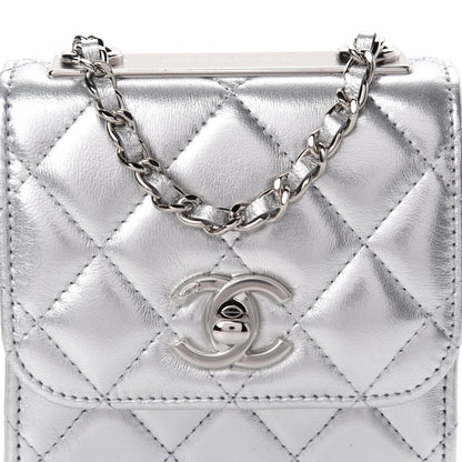 Chanel Metallic Lambskin Quilted Mini Trendy CC Clutch With Chain Silver 11 of 12