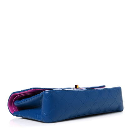 Chanel Lambskin Quilted Medium Double Flap Blue Pink 4 of 10