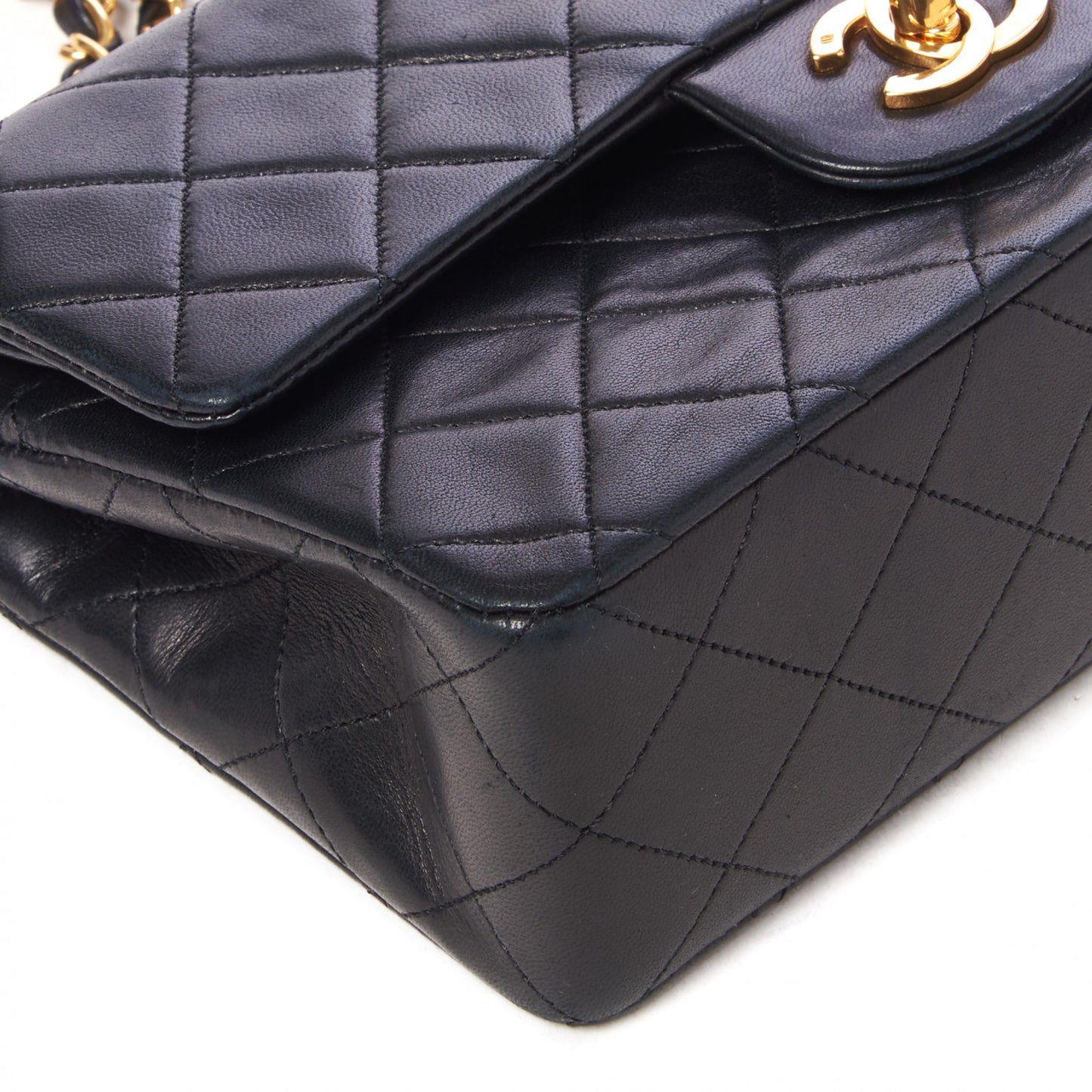 Lambskin Quilted Small Double Flap Black