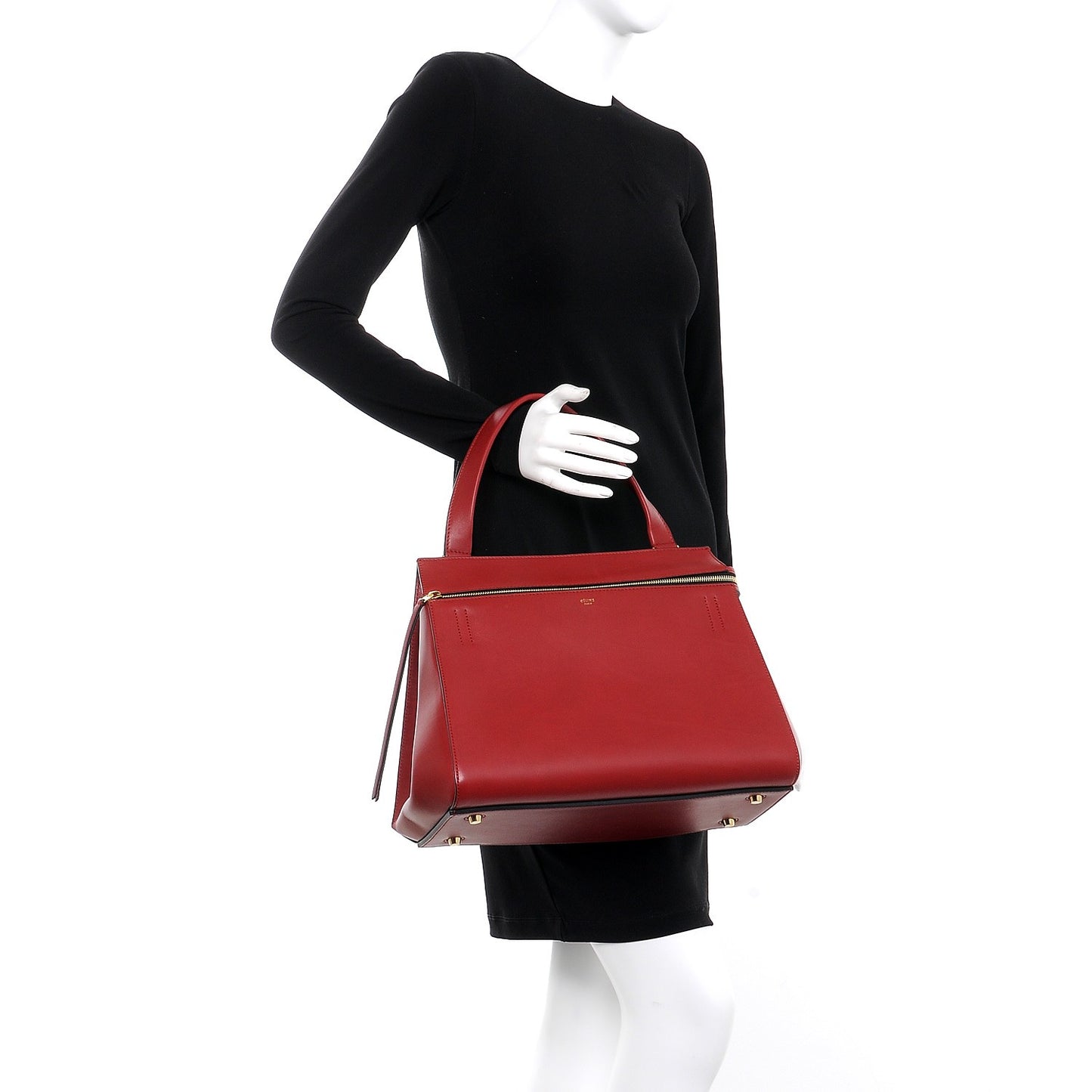 Smooth Calfskin Medium Edge Shoulder Bag Red