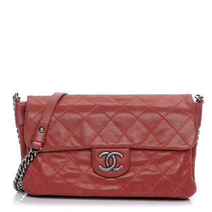 Chanel Iridescent Calfskin Medium Coco Daily Flap Red 1 of 8