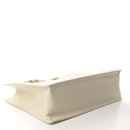 Chanel Glazed Aged Calfskin CC Tote White 4 of 18