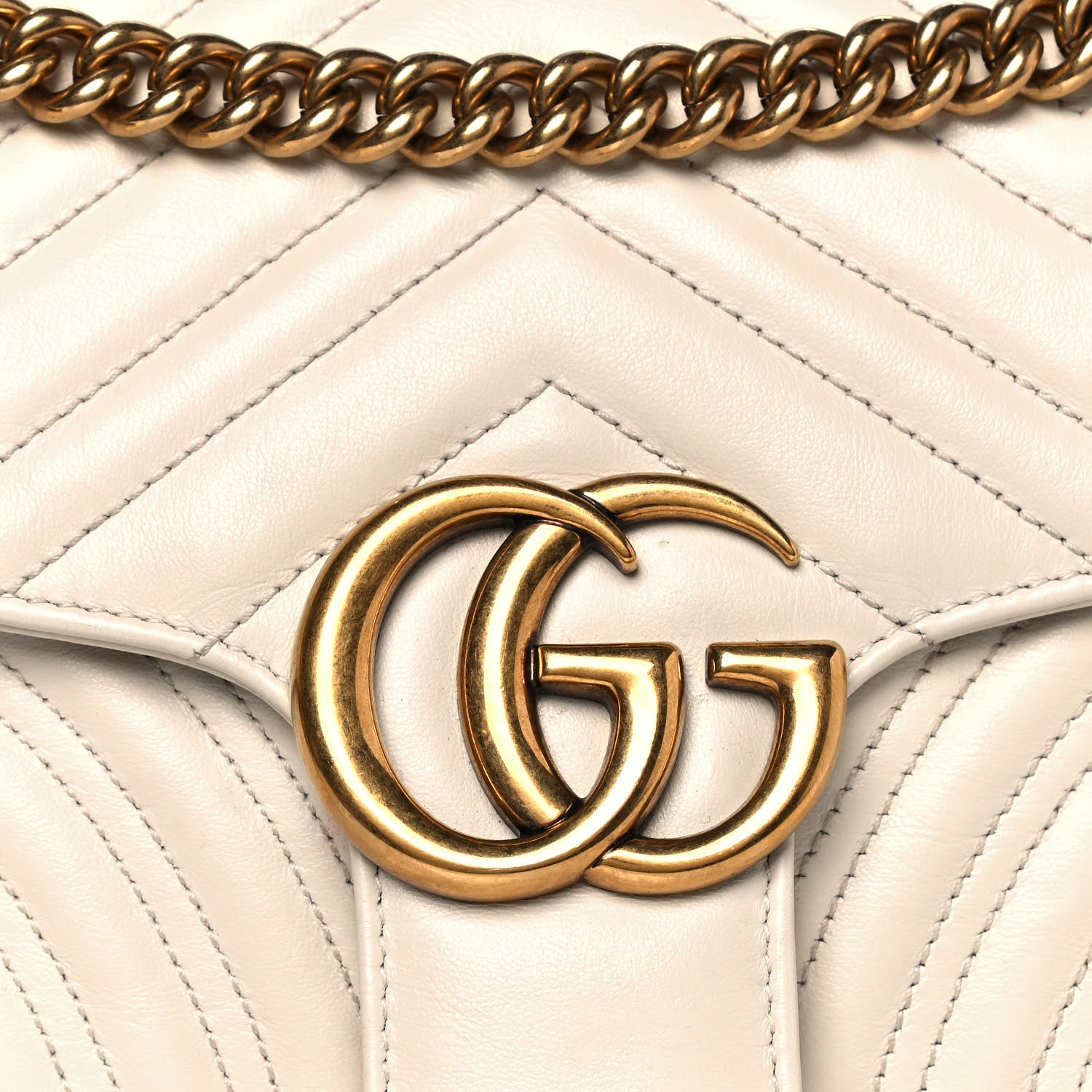 Gucci Calfskin Matelasse Small GG Marmont Shoulder Bag White 6 of 11