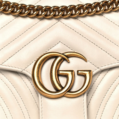 Gucci Calfskin Matelasse Small GG Marmont Shoulder Bag White 6 of 11