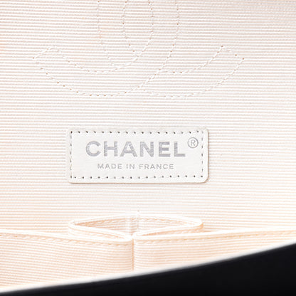Chanel Tweed Ribbon Medium Double Flap Black White 6 of 10