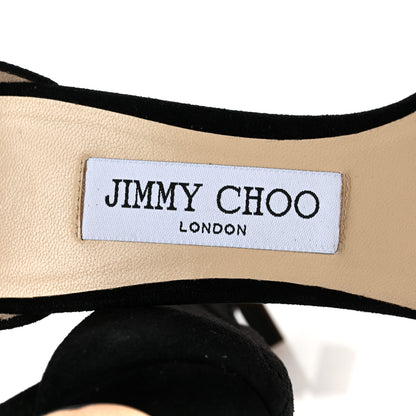 Jimmy Choo Suede Jewel Dochas 100 Open Toe Sandals 37 Black 7 of 9