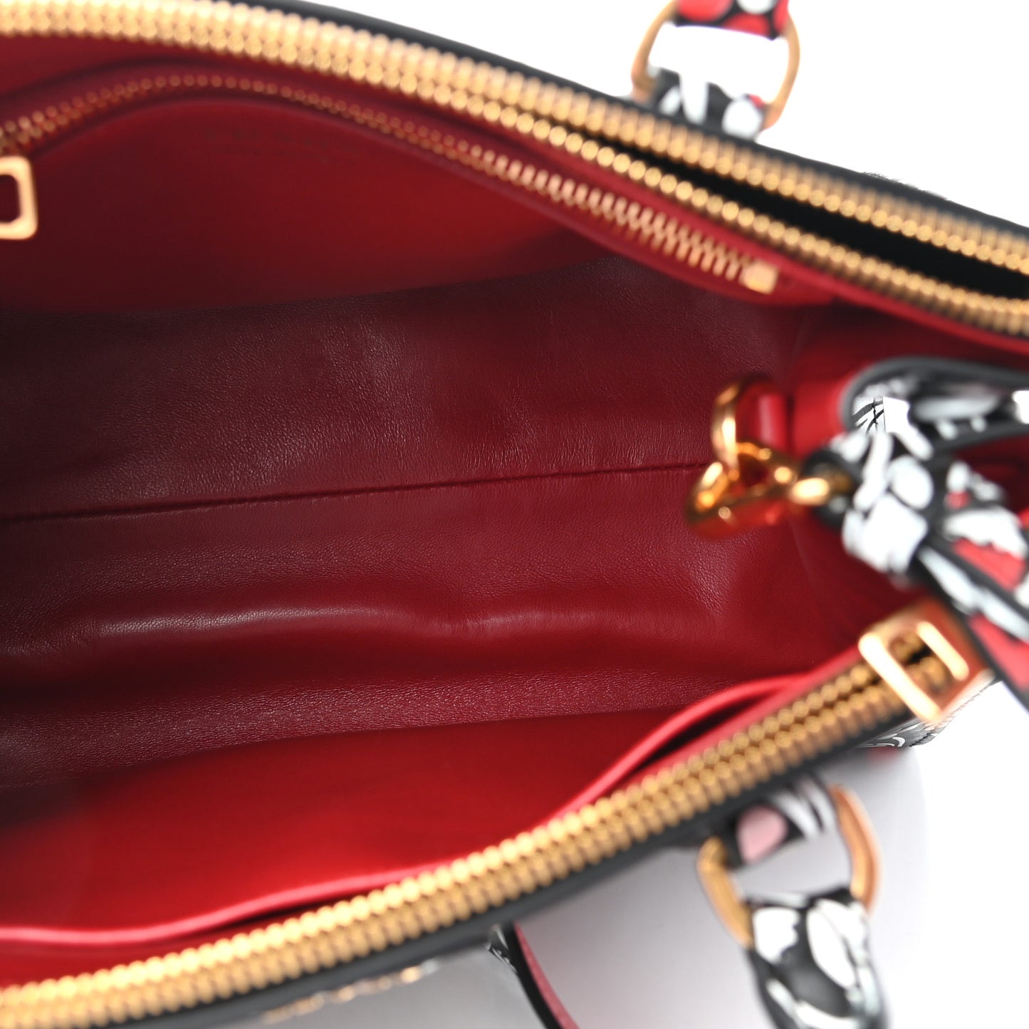 Calfskin Floreale Medium Galleria Double Zip Tote White Black Pink