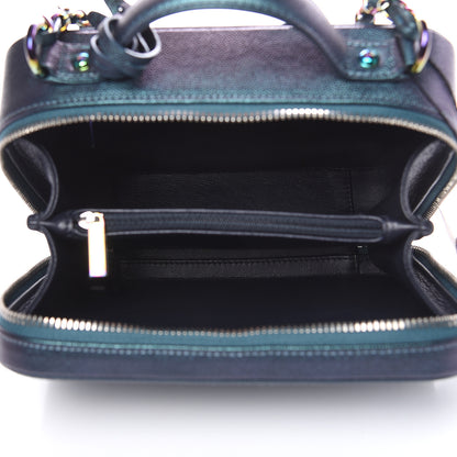 Chanel Iridescent Caviar Quilted Medium CC Filigree Vanity Case Dark Turquoise 5 of 10